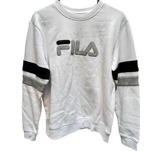 FILA White Crewneck Sweatshirt, Pullover Sweatshirt Size M NEW